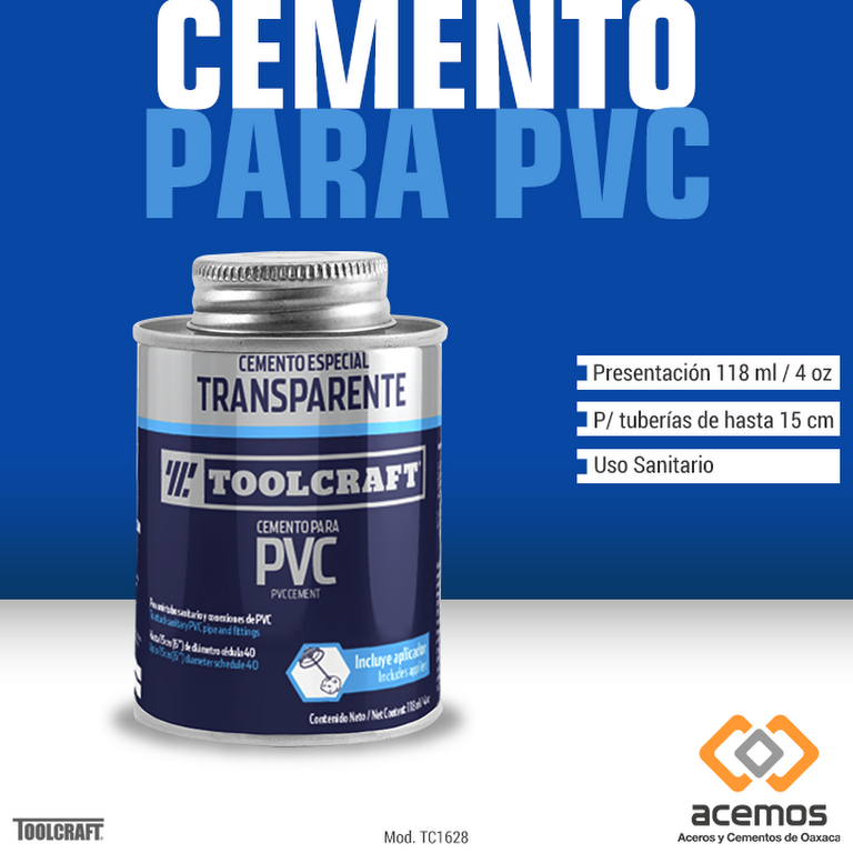 CEMENTO PVC TRANP 4ONZ.TC1628 .